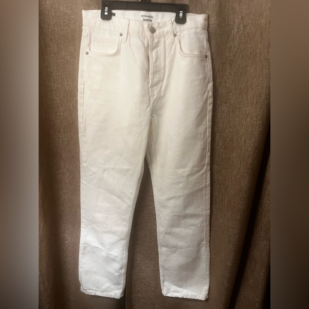 Reformation White Straight Jeans